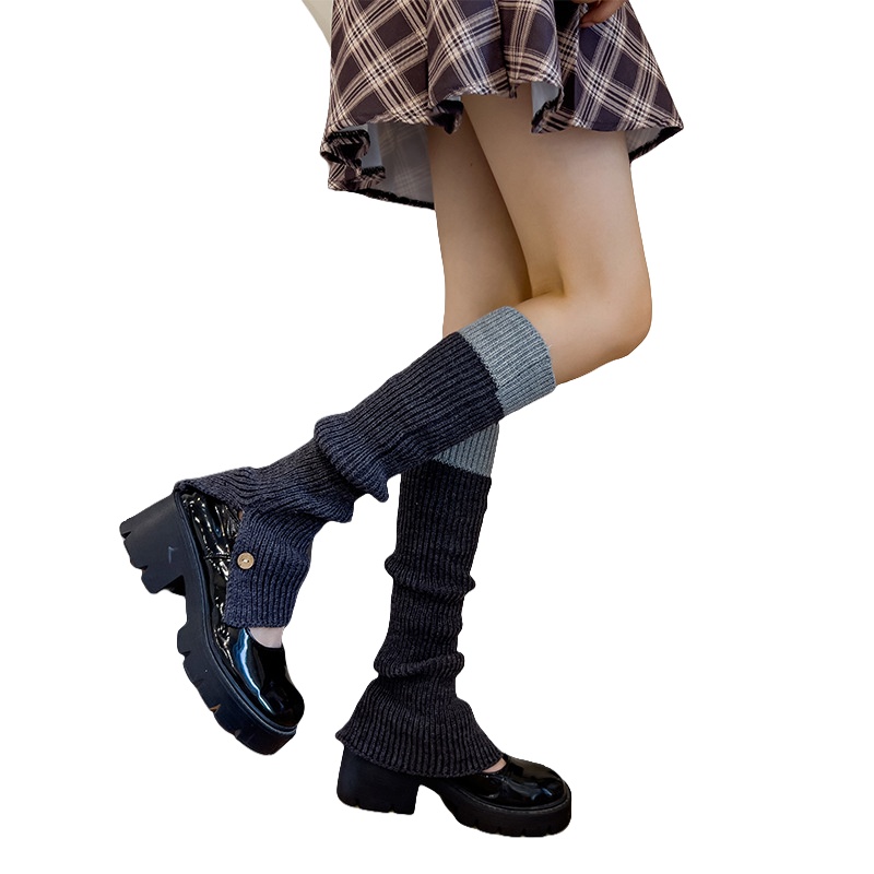 Knit Long Leg Warmers Autumn And Winter Patchwork Warm Boot Socks